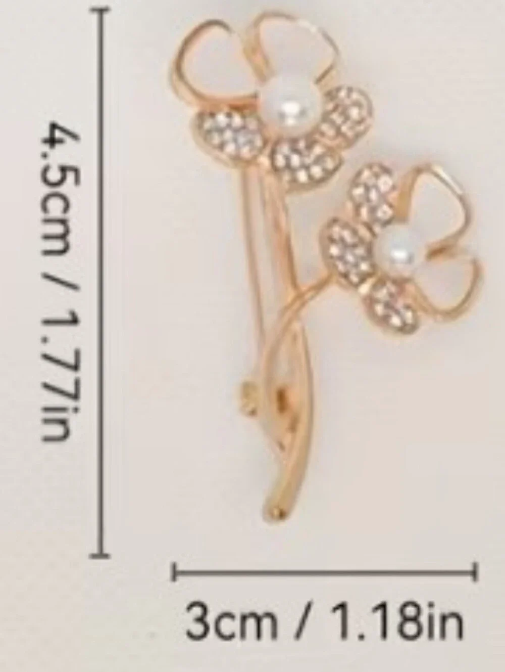Gold-Tone Amber Crystal Flower Brooch